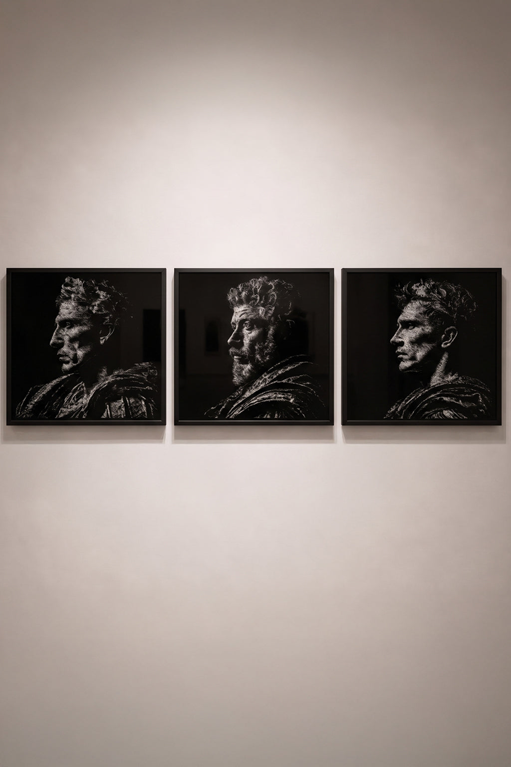 Echoes of Empire by Tijs Dragtsma, the three panels installed together